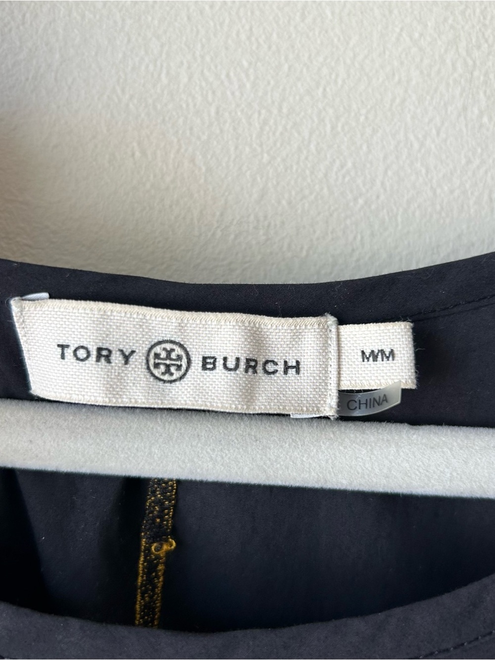 Tory Burch Embroidered Cotton Poplin Caftan Midi Dress Floral Black Gold White M - Picture 9 of 15